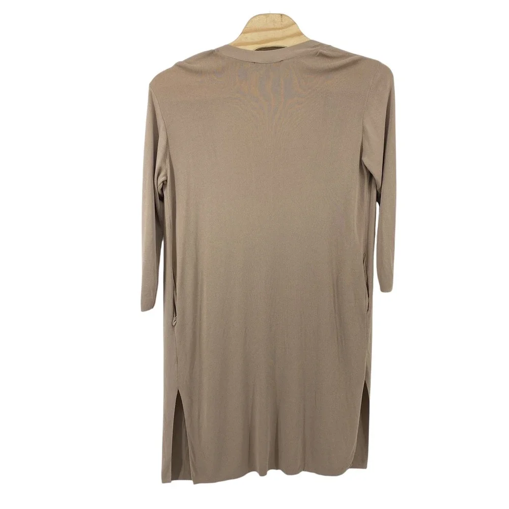 ELOQUII Cardigan Women‎ 18/20 Tan Open Front Longline Side Slit Duster Sweater